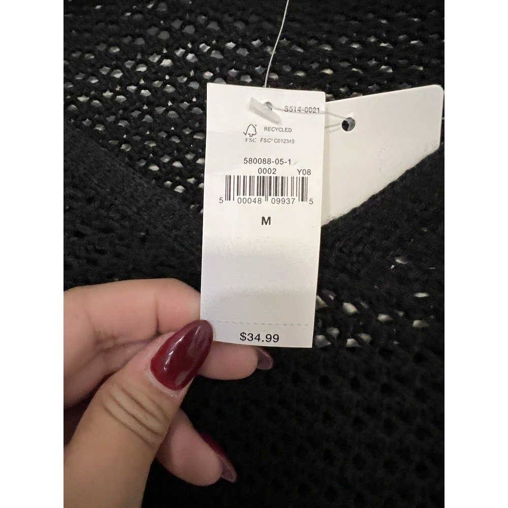 Old Navy Perforated Sweater Black Flare Sleeves Size Medium NWT $35 - Picture 5 of 5